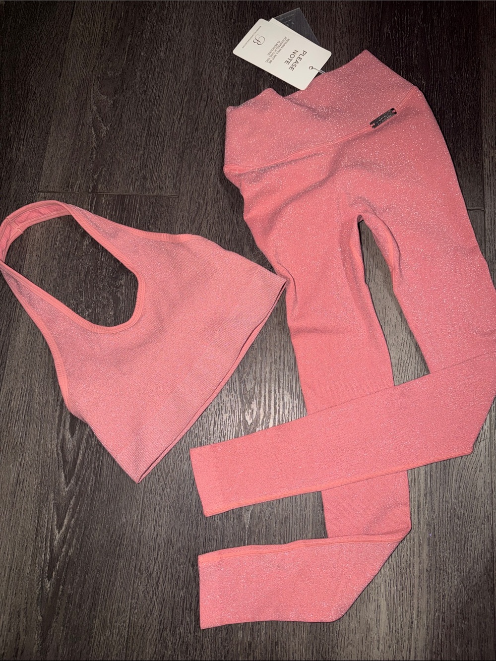 Bombshell sportswear Women's Pink Shimmer Active Set - Sports Bra & Leggings XS